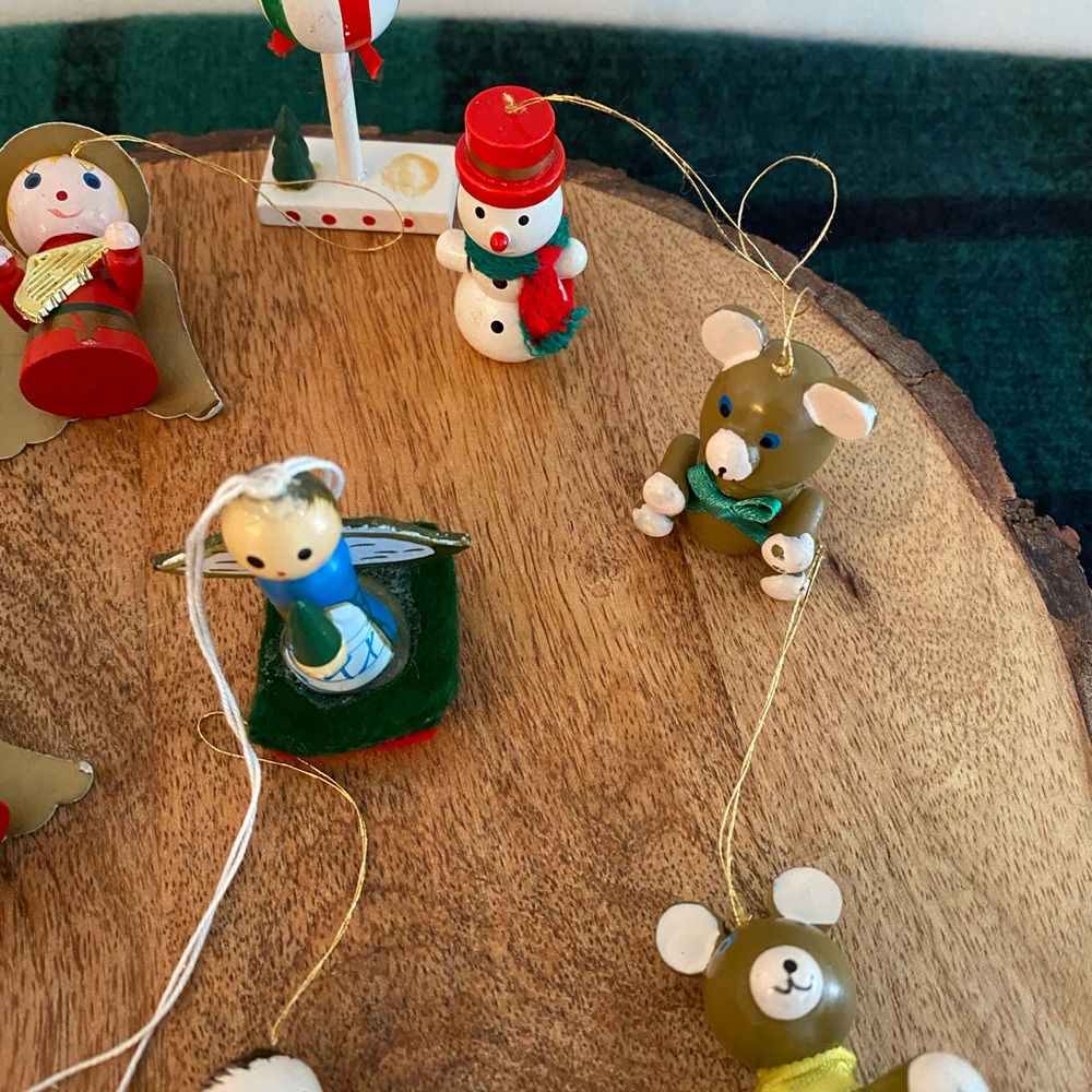 Vintage Wooden Hand Painted Christmas Ornaments Made In Germany Arts And Crafts - Picture 7 of 11